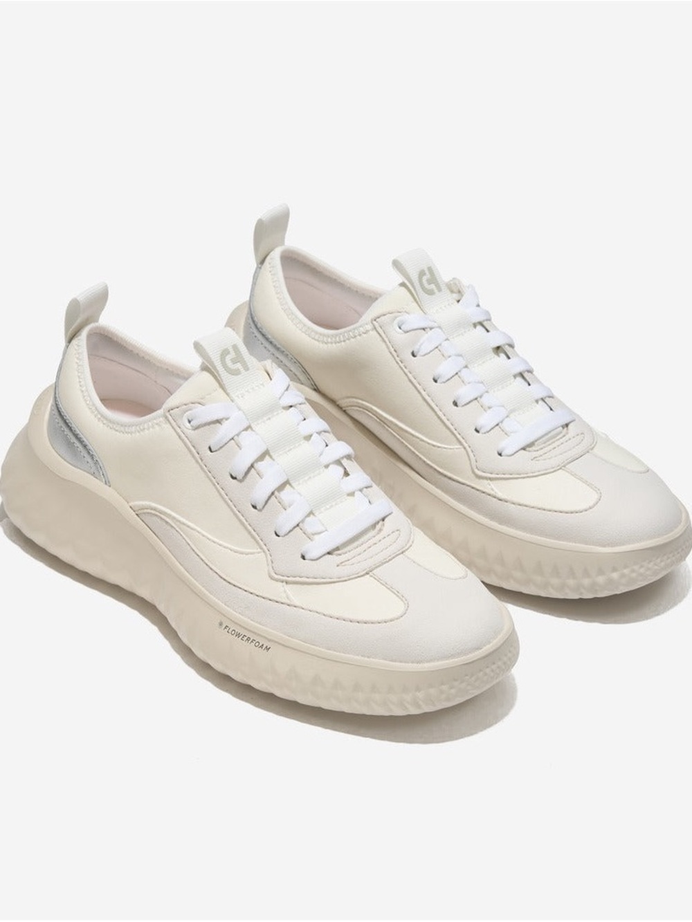 Cole Haan Women's Cream and Silver Low-Top Sneakers